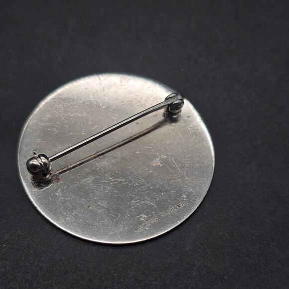 Lamode Sterling Silver Brooch Circle Brooch Edged Design - Picture 2 of 10